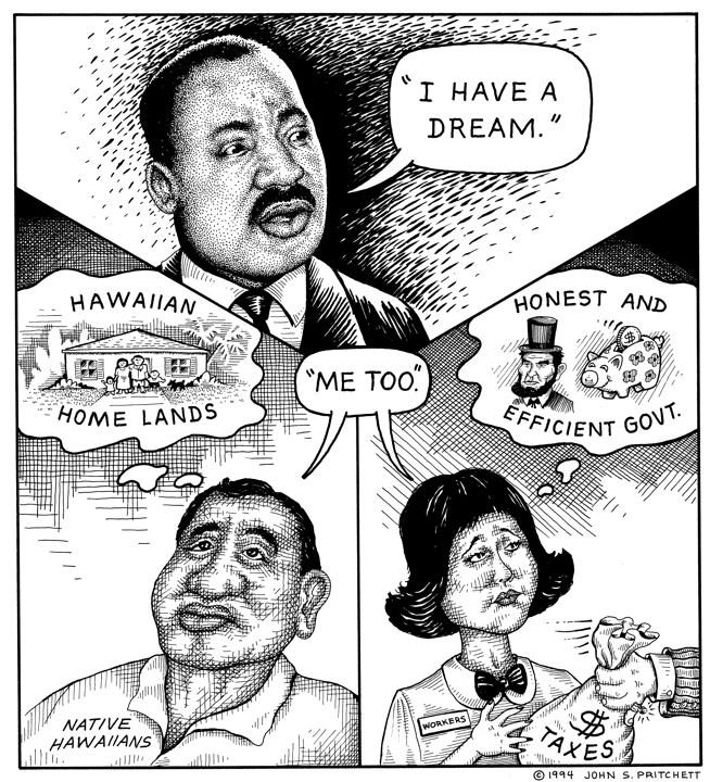 Martin Luther King Jr. I have a dream cartoon, people of Hawaii also