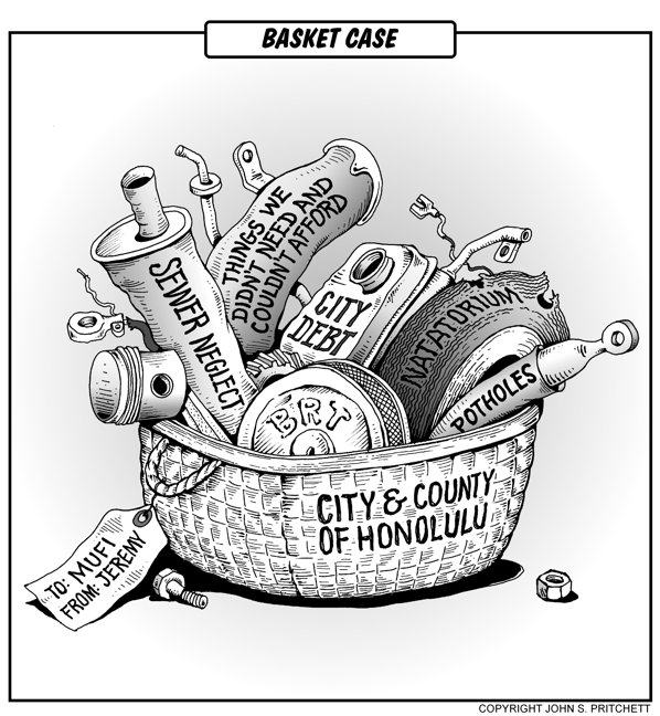 City and County of Honolulu basket case political cartoon, Honolulu
