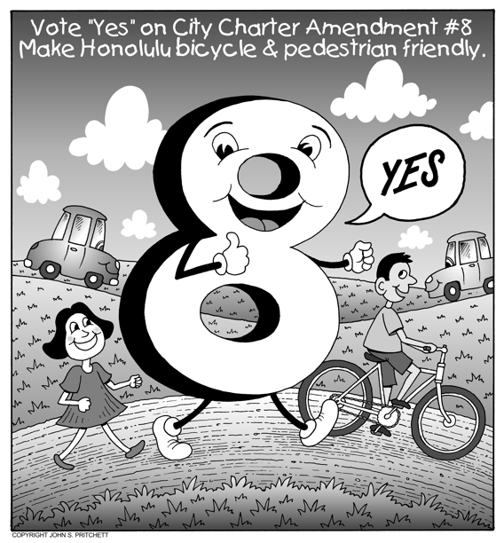 Pedestrian, bicycle safety cartoon, vote 