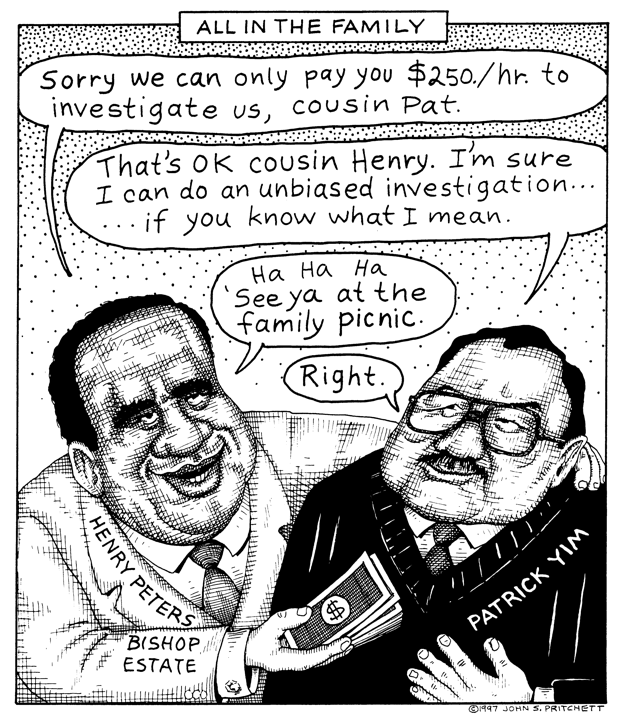 Henry Peters, Patrick Yim cartoon, Estate Trustees investigated