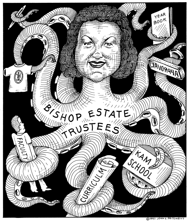 Lokelani Lindsey, Estate Trustee, Hawaii, editorial cartoons, by